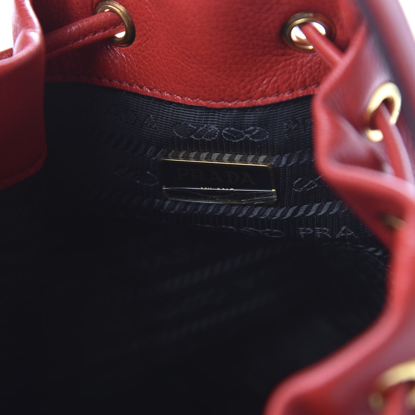 Glace Calfskin Embossed Secchiello Bucket Bag Fuoco