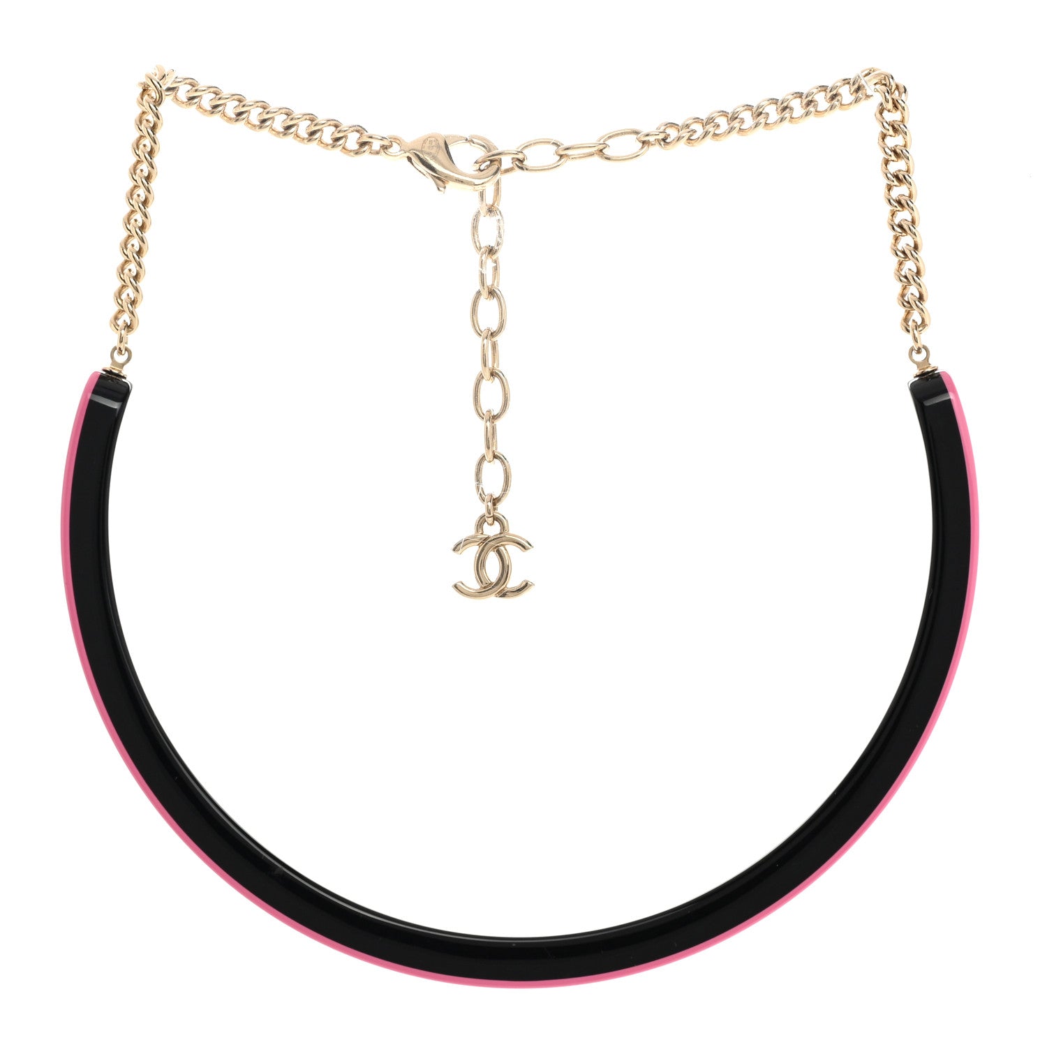 Chanel Resin Logo Choker Pink Black 3 of 6