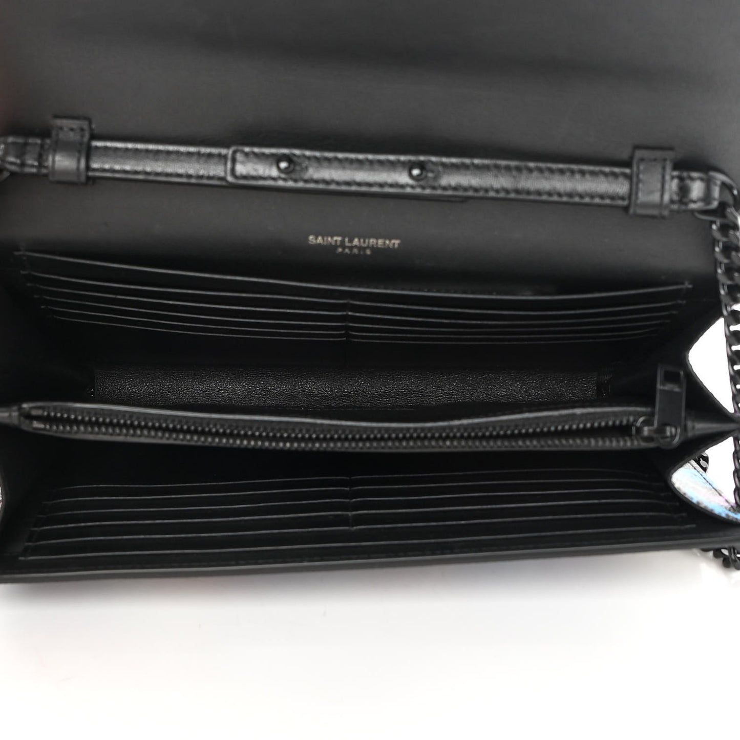 Grain De Poudre Medium Classic Monogram Multicolor Graphic Print Chain Wallet Black