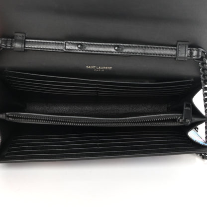 Saint Laurent Grain De Poudre Medium Classic Monogram Multicolor Graphic Print Chain Wallet Black 5 of 14