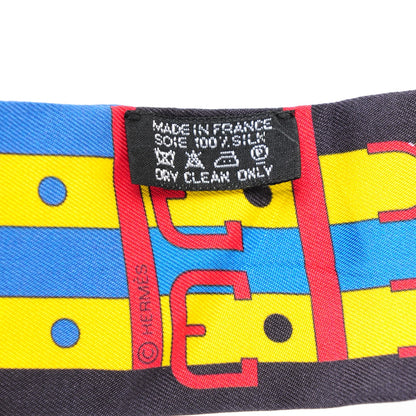 Hermes Silk Rocabar Twilly Bleu Noir Jaune 3 of 5