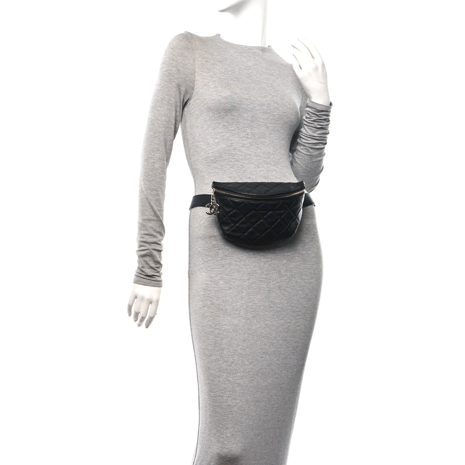 Chanel Grained Calfskin Quilted Waist Belt Bag Black 2 of 10