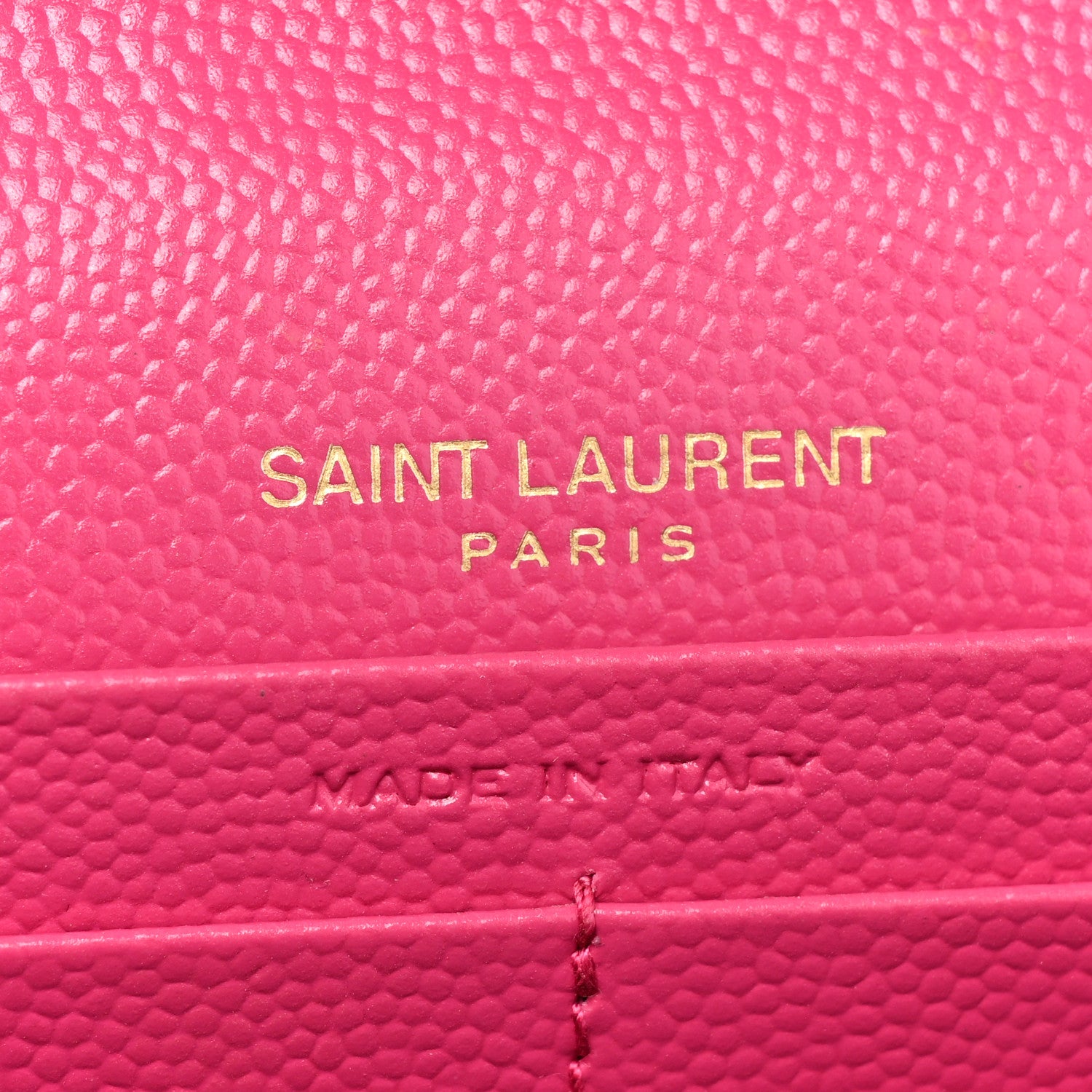 Saint Laurent Grain De Poudre Matelasse Chevron Cassandre Chain Wallet Lipstick Fuschia 8 of 17