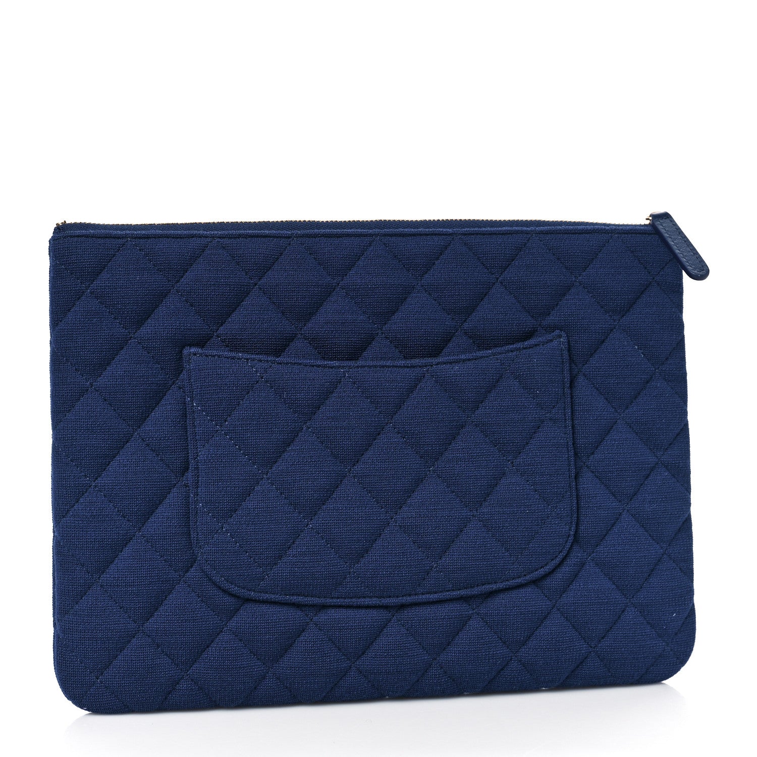 Chanel Jersey Quilted Medium Cosmetic Case Blue 3 of 9