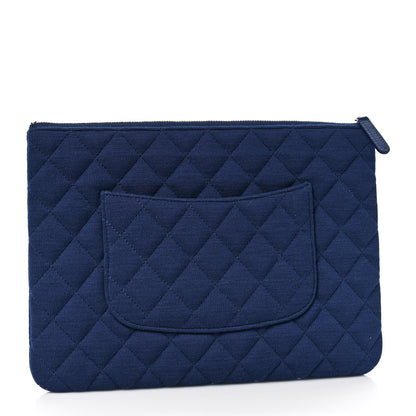 Chanel Jersey Quilted Medium Cosmetic Case Blue 3 of 9
