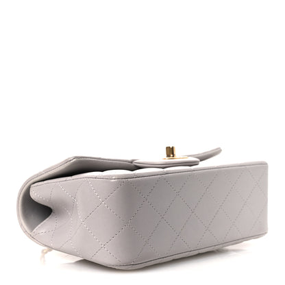 Chanel Lambskin Quilted Mini Top Handle Rectangular Flap Grey 4 of 11