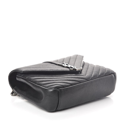 Saint Laurent Sheepskin Matelasse Chevron Monogram Medium College Bag Black 4 of 9
