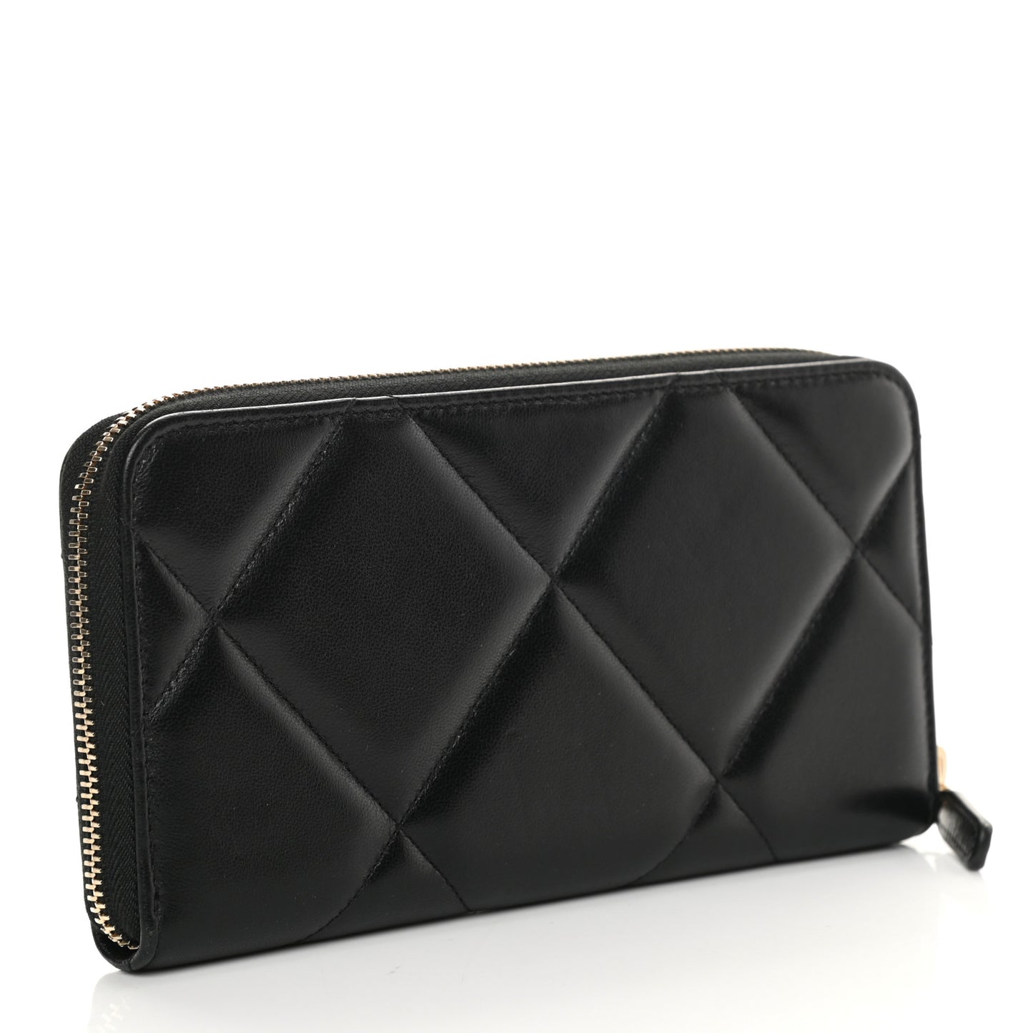 Lambskin Quilted 19 Zipped Wallet Black