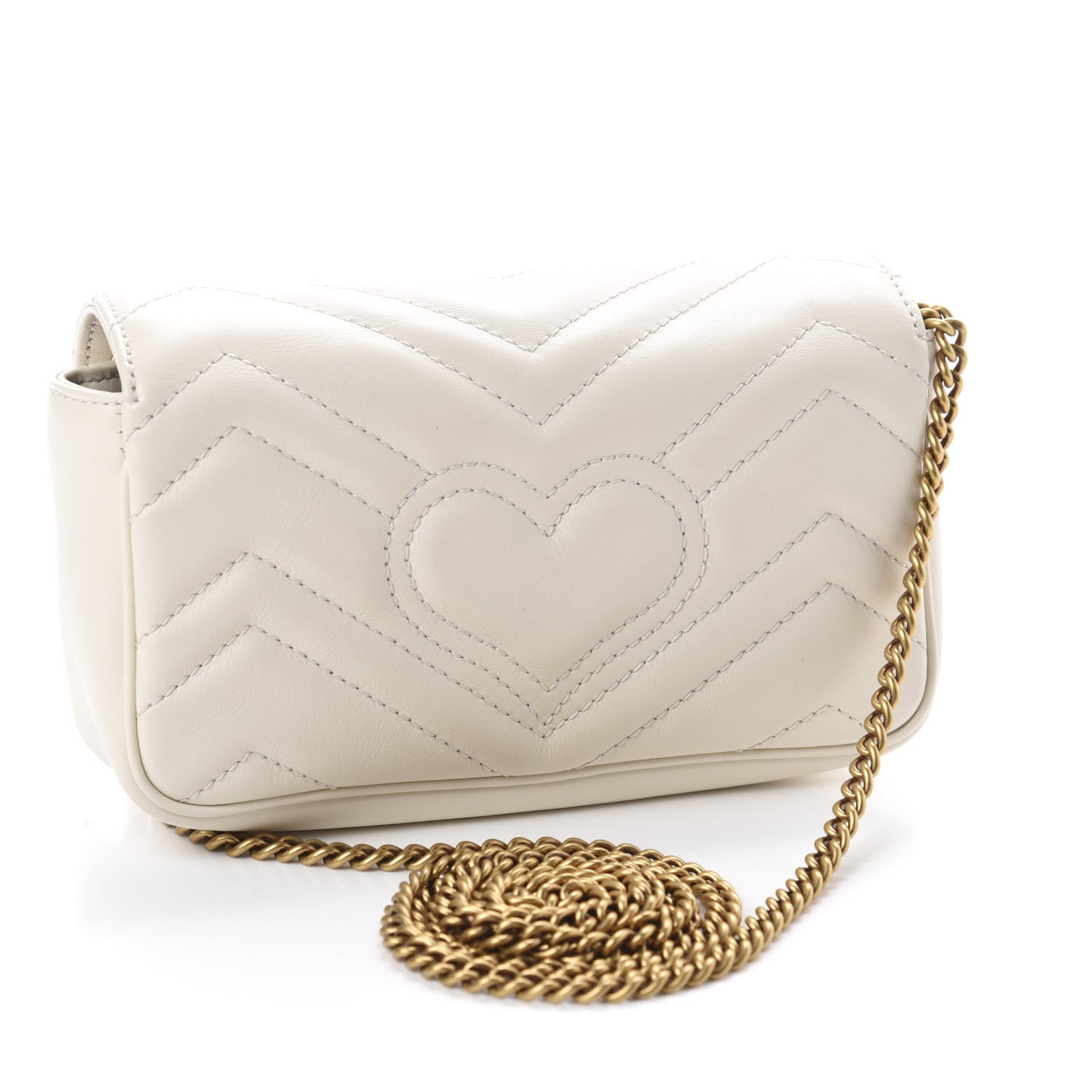 Gucci Calfskin Matelasse Super Mini GG Marmont Shoulder Bag White 3 of 11