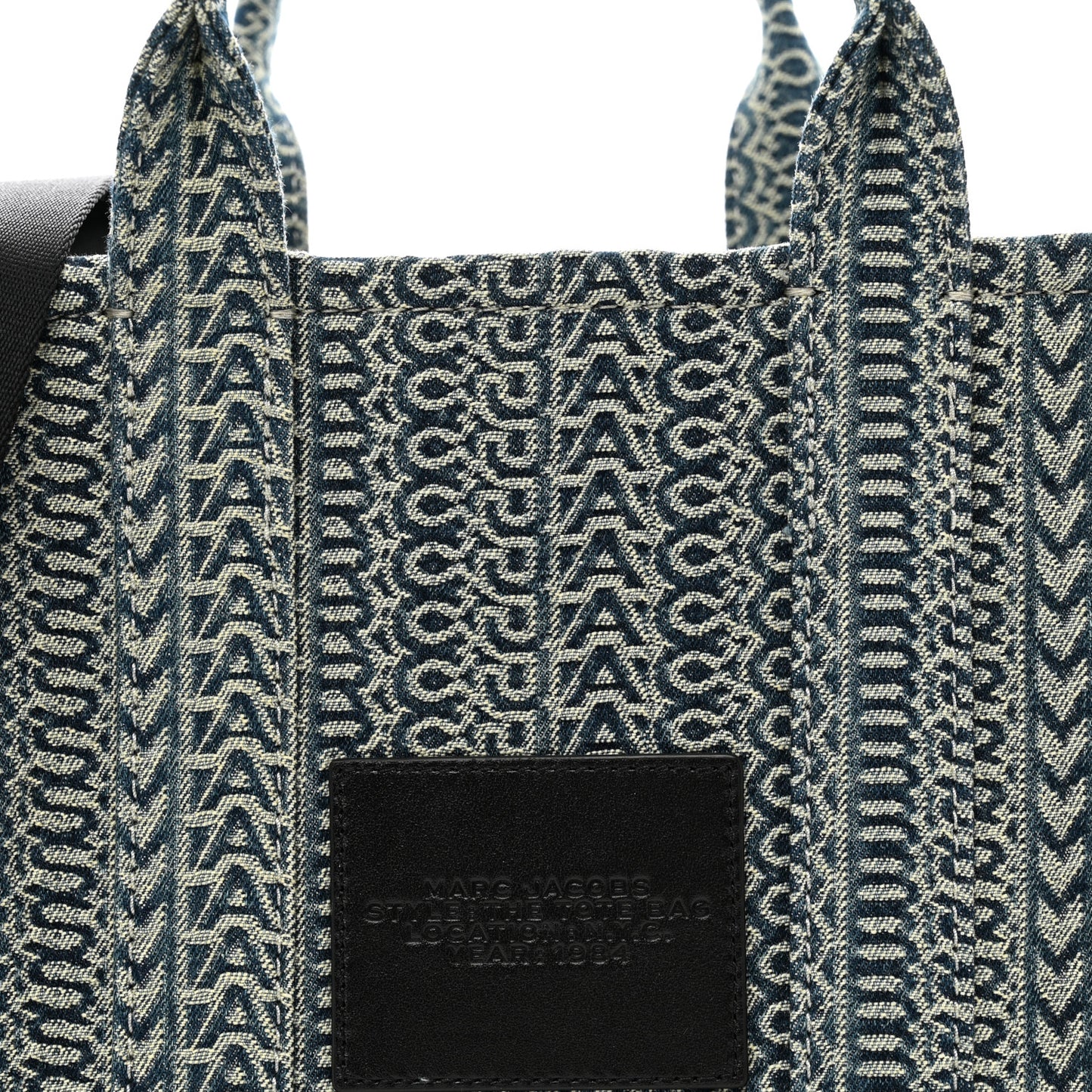 Cotton Washed Monogram Denim Medium Tote Bag