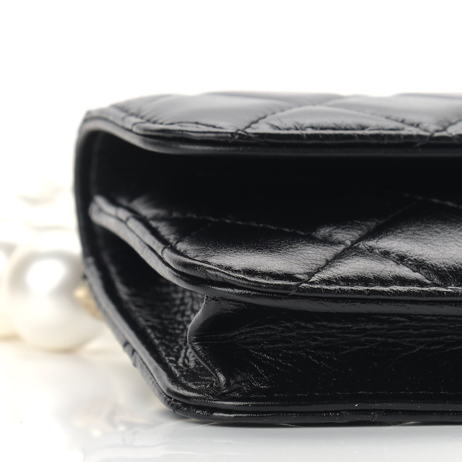 Chanel Calfskin Quilted Maxi Pearls Clutch With Chain Black 9 of 10