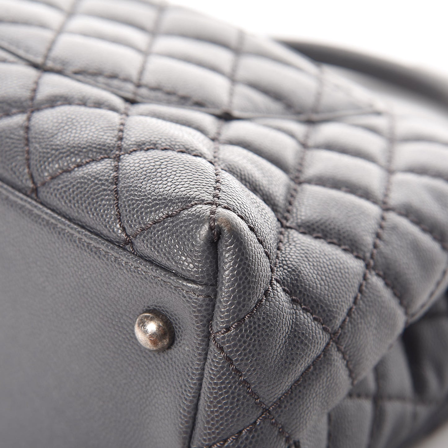Caviar Quilted Small Coco Handle Flap Gray