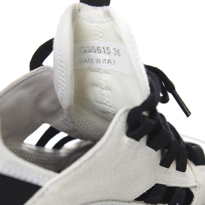 Chanel Fabric Calfskin Suede CC Sneakers 36 White Black 8 of 11