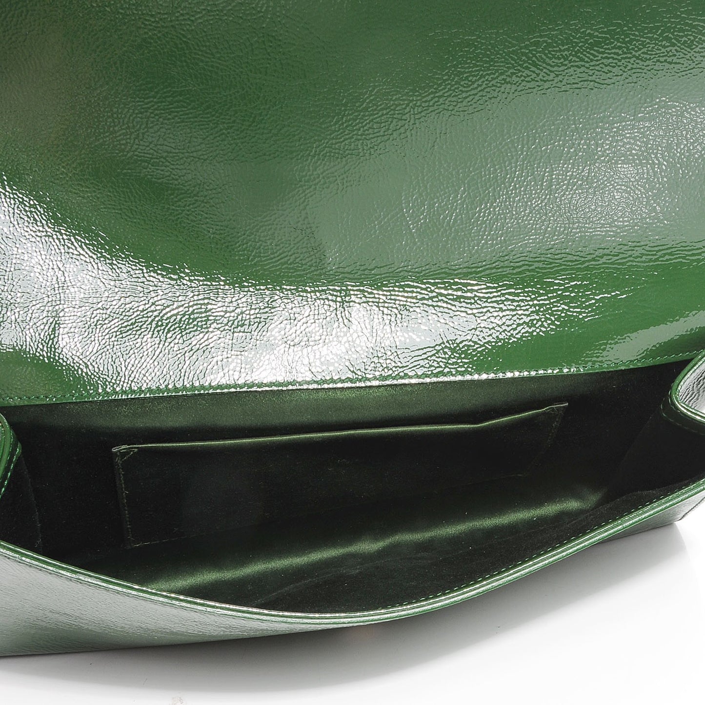 Distressed Patent Large Belle De Jour Clutch Green