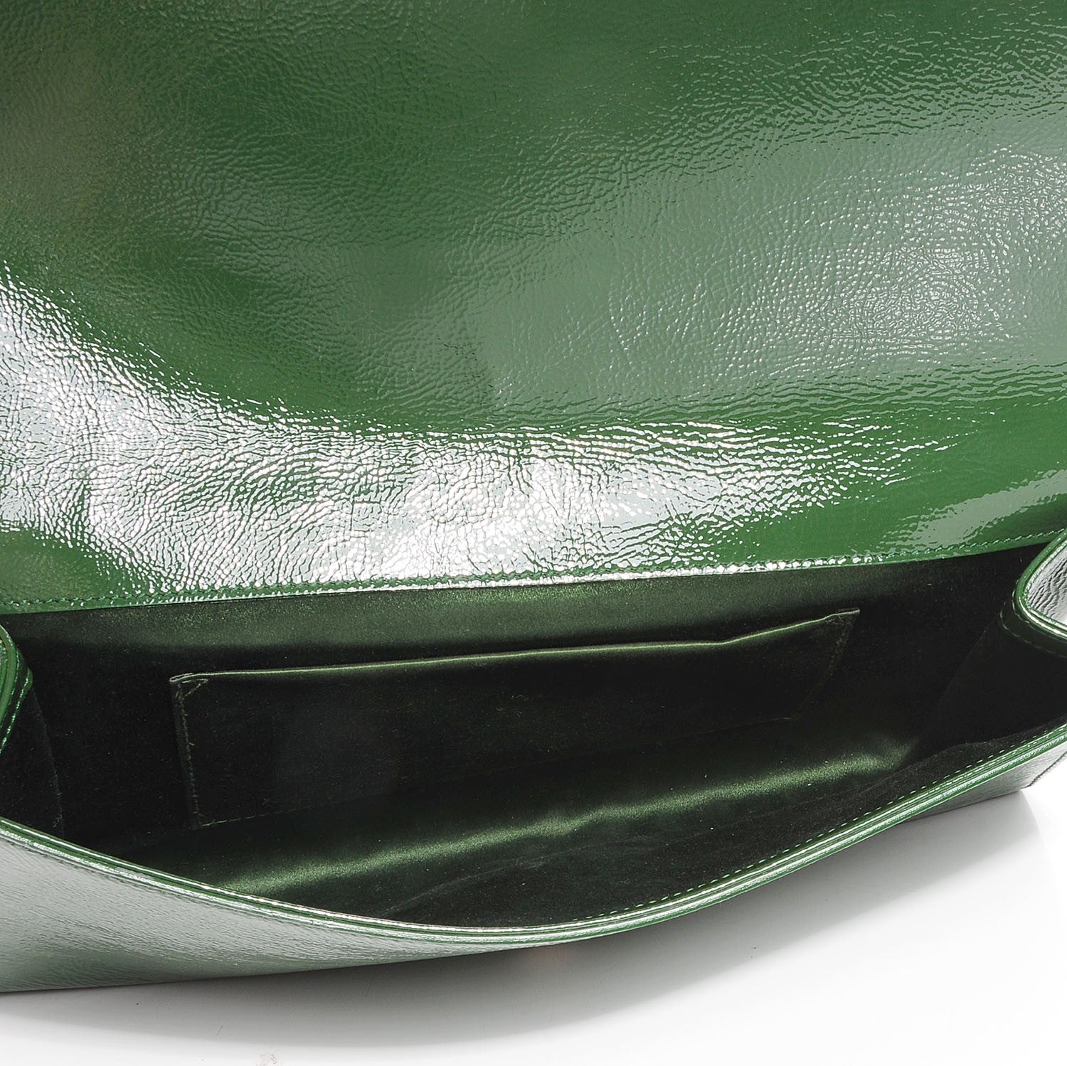 Saint Laurent Distressed Patent Large Belle De Jour Clutch Green 5 of 6
