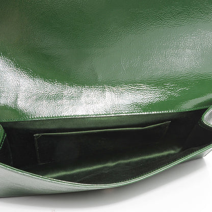 Saint Laurent Distressed Patent Large Belle De Jour Clutch Green 5 of 6