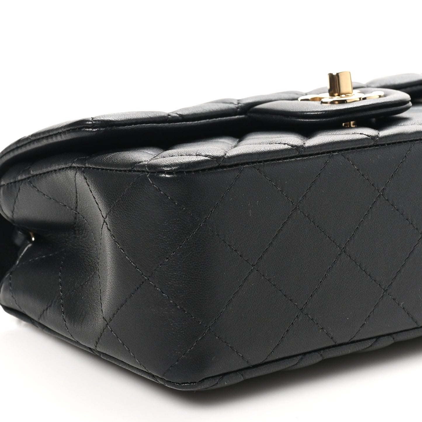 Lambskin Quilted Mini Rectangular Flap Black