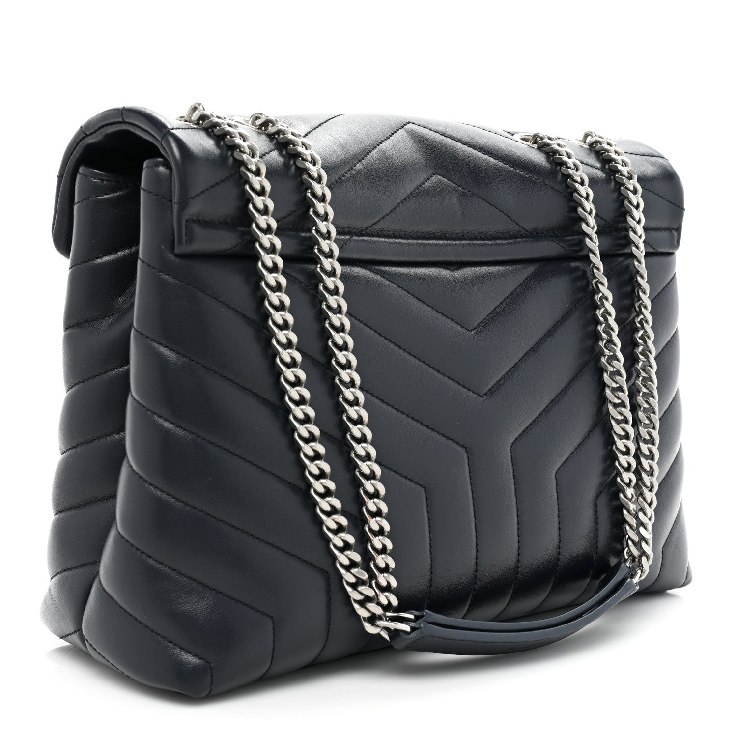 Saint Laurent Calfskin Y Quilted Monogram Medium Loulou Chain Satchel Medium Blue 3 of 20