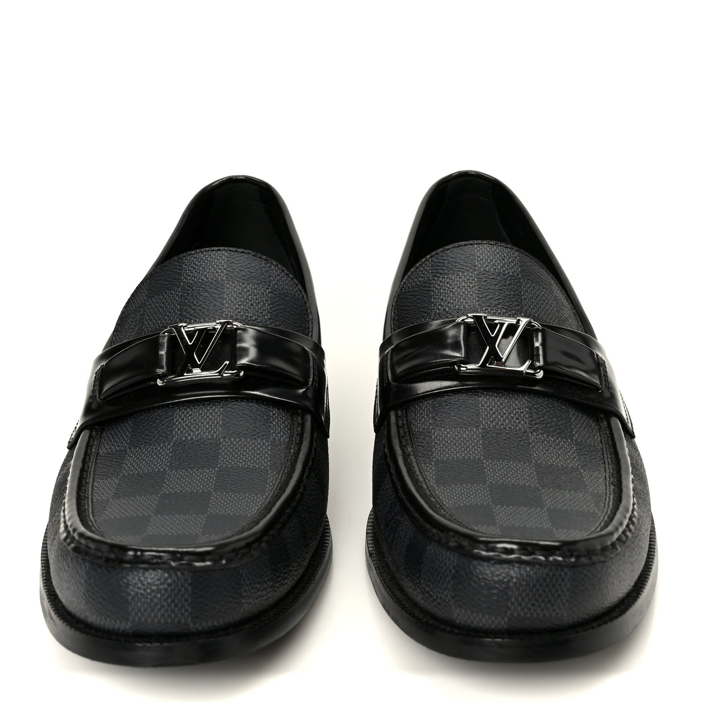 Damier Graphite Calfskin Mens Major Loafers 8.5