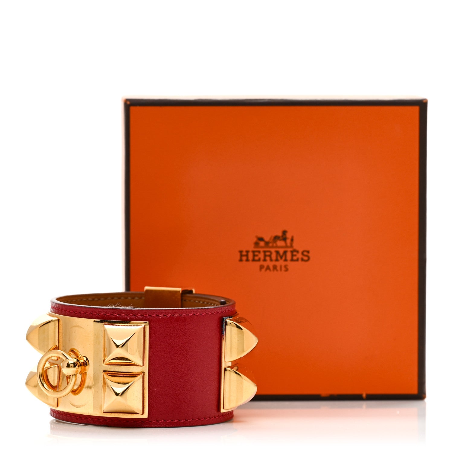 Hermes Swift Collier de Chien CDC Bracelet T2 Rouge Casaque 5 of 5