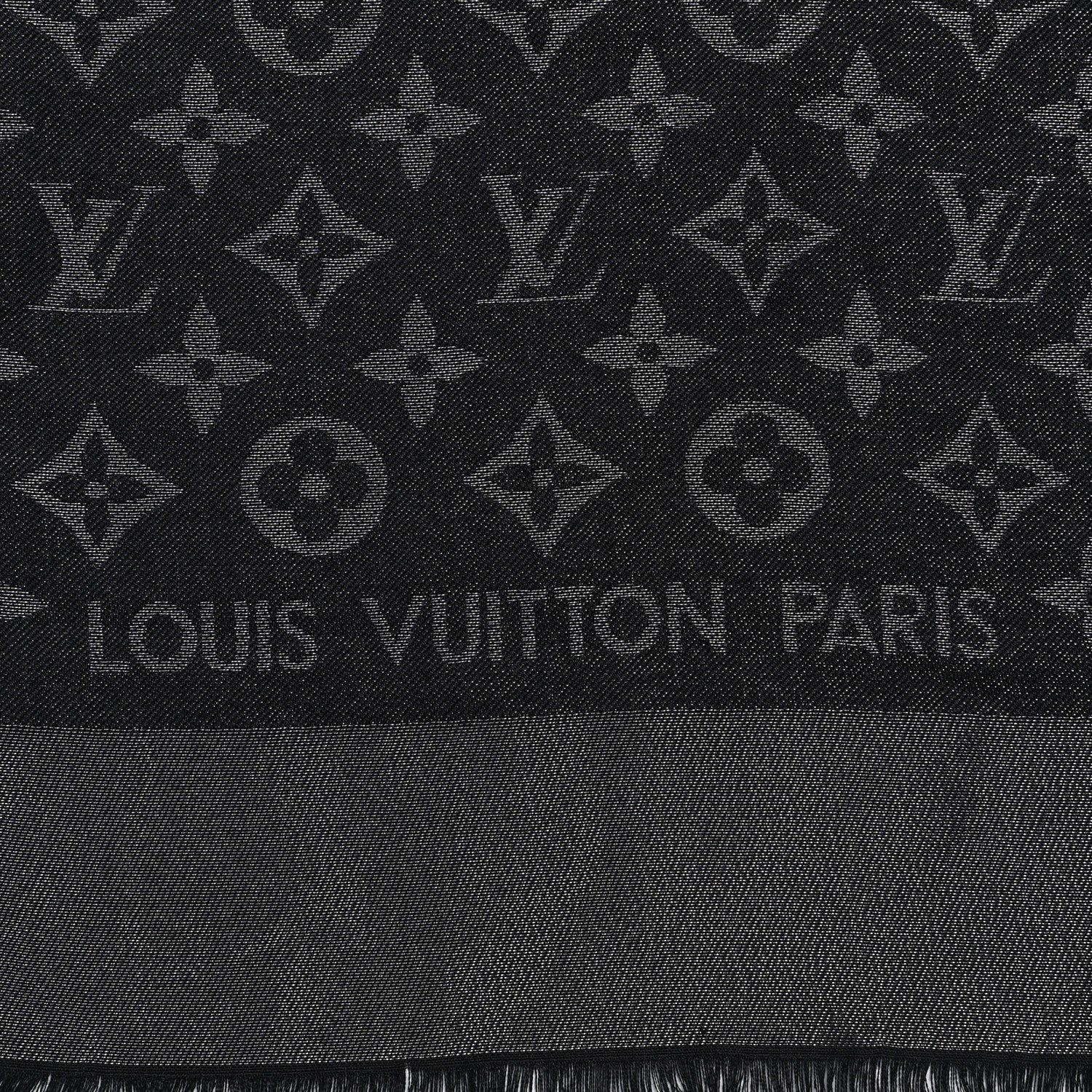 Louis Vuitton Silk Wool Monogram Denim Shawl Black 2 of 4