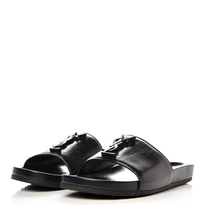 Saint Laurent Lambskin Joan Slide Sandals 39.5 Black 2 of 9