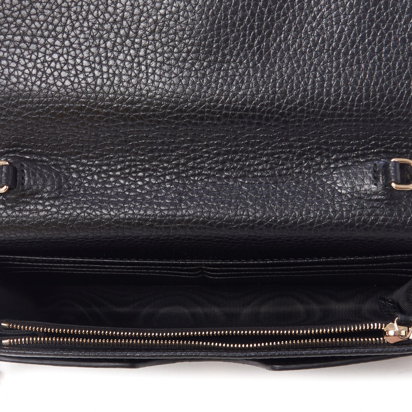 Pebbled Calfskin Soho Wallet on Chain Black
