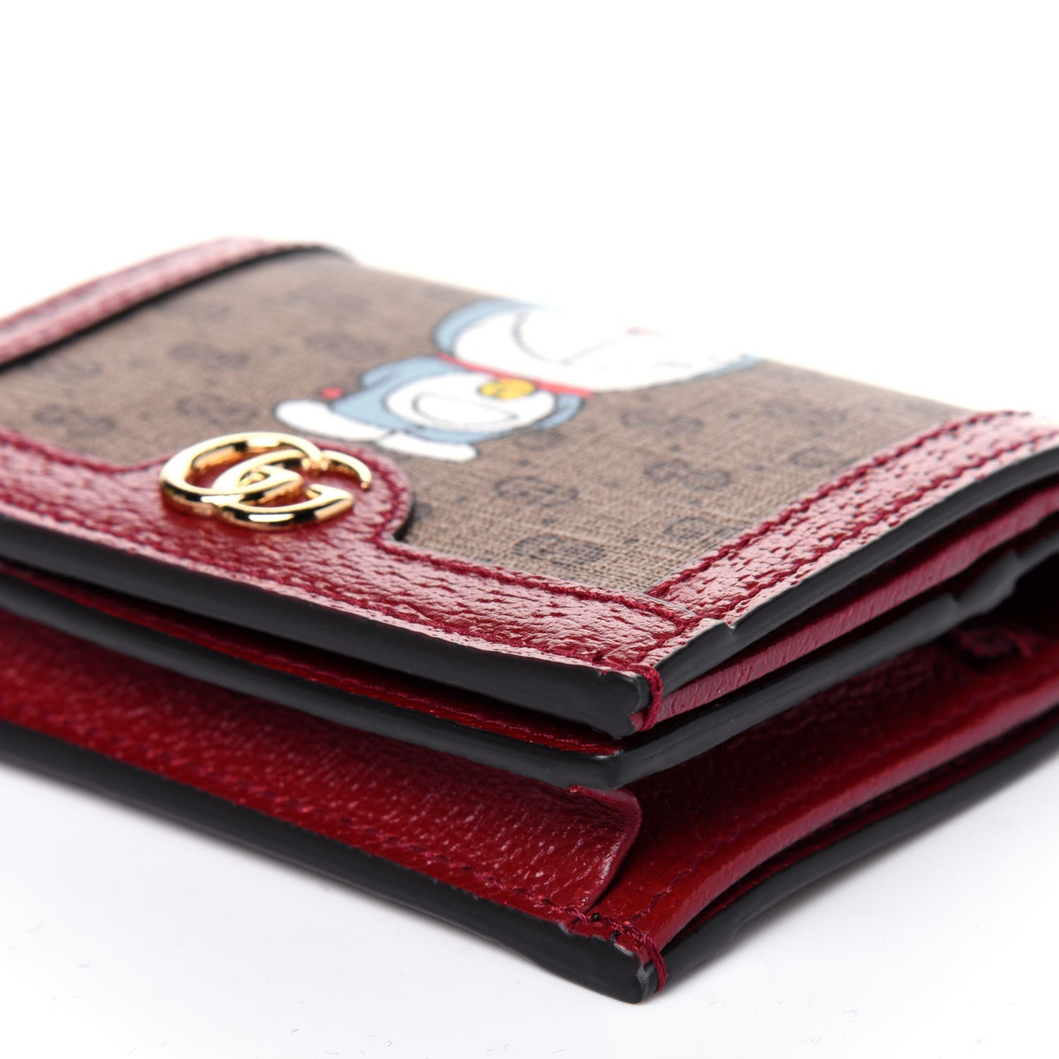 Gucci X DORAEMON Mini Vintage GG Supreme Monogram Card Case Wallet Beige Cherry Red 9 of 11