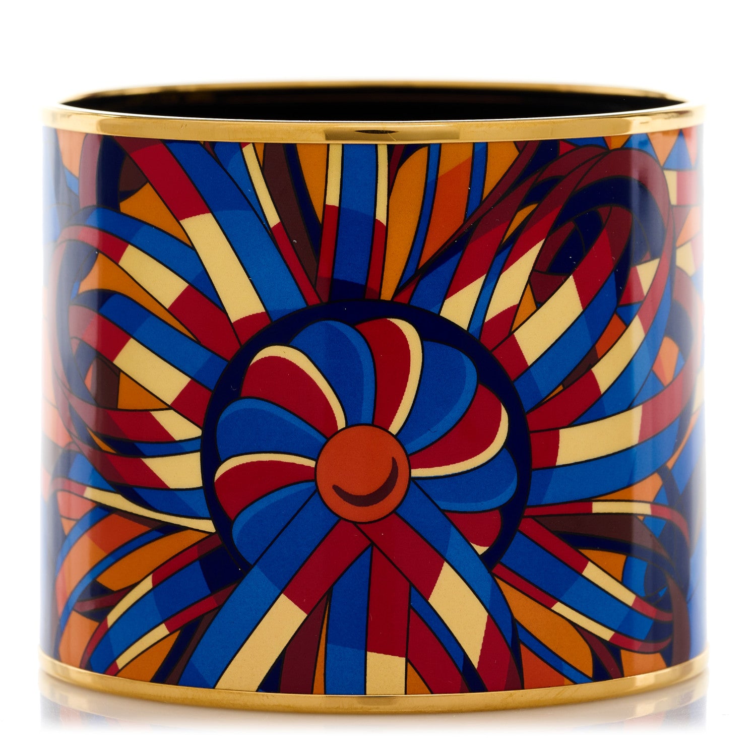 Hermes Enamel Printed Mega Wide Rubans de Cheval Bracelet 65 1 of 4