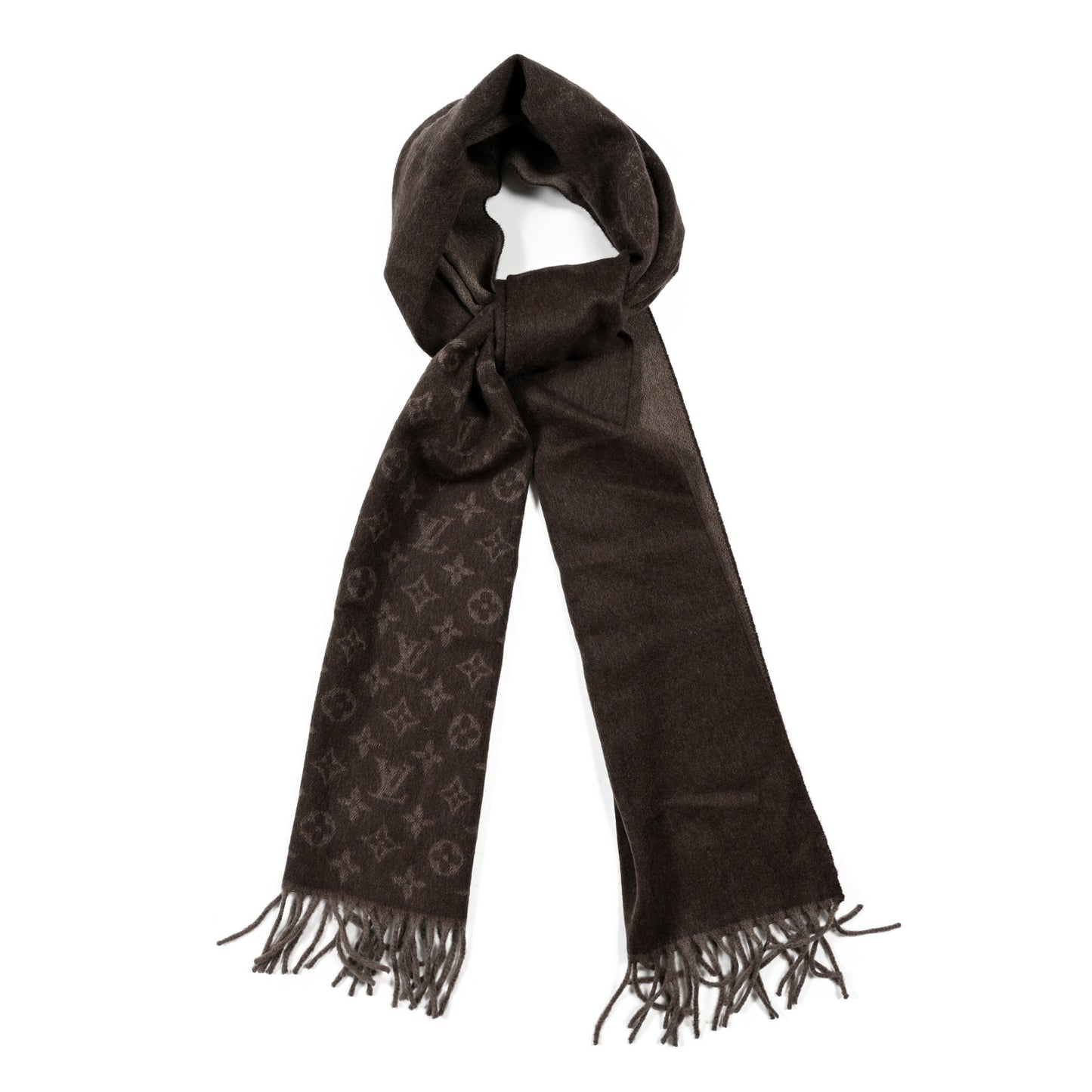 Cashmere Wool Monogram Gradient Scarf Hazelnut