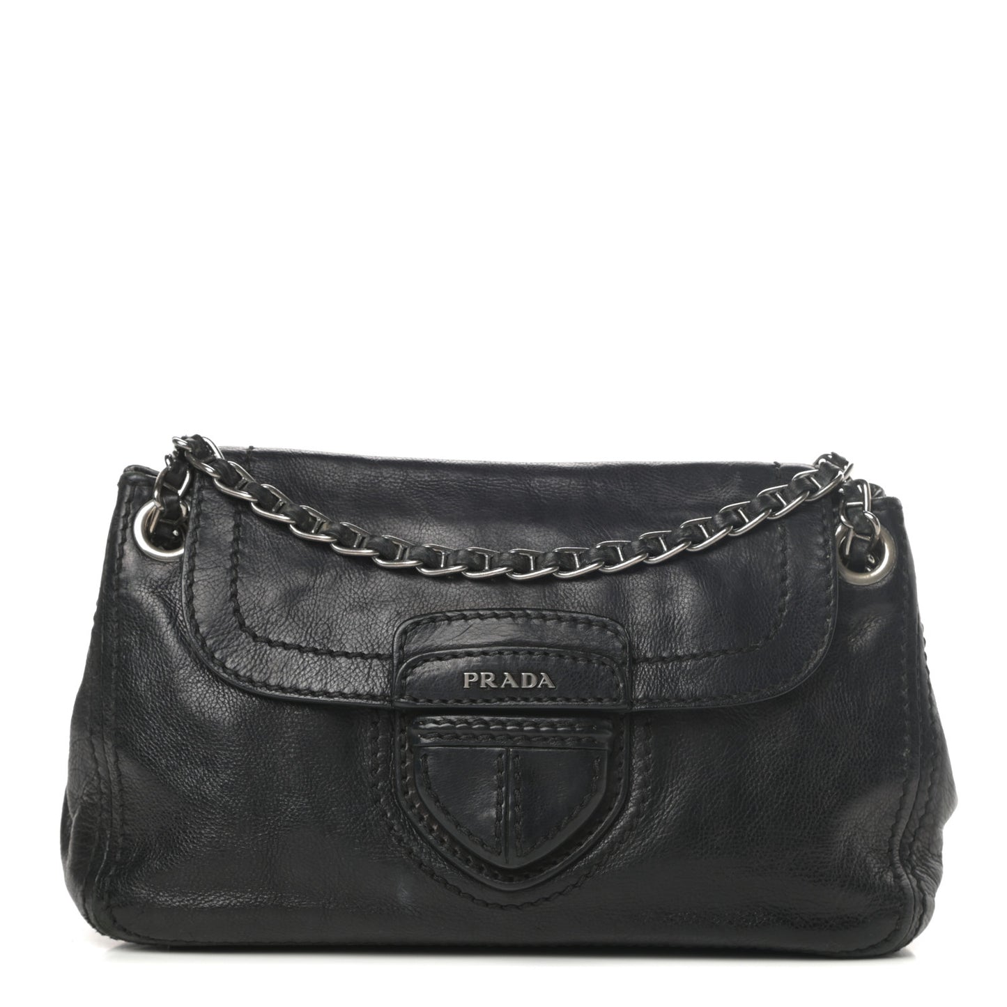 Vitello Shoulder Chain Bag Black