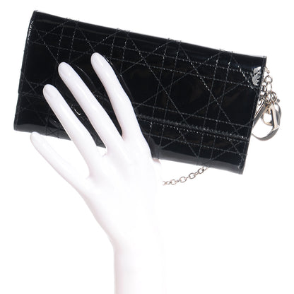 Christian Dior Patent Cannage Rendez-vous Chain Wallet Black 2 of 9