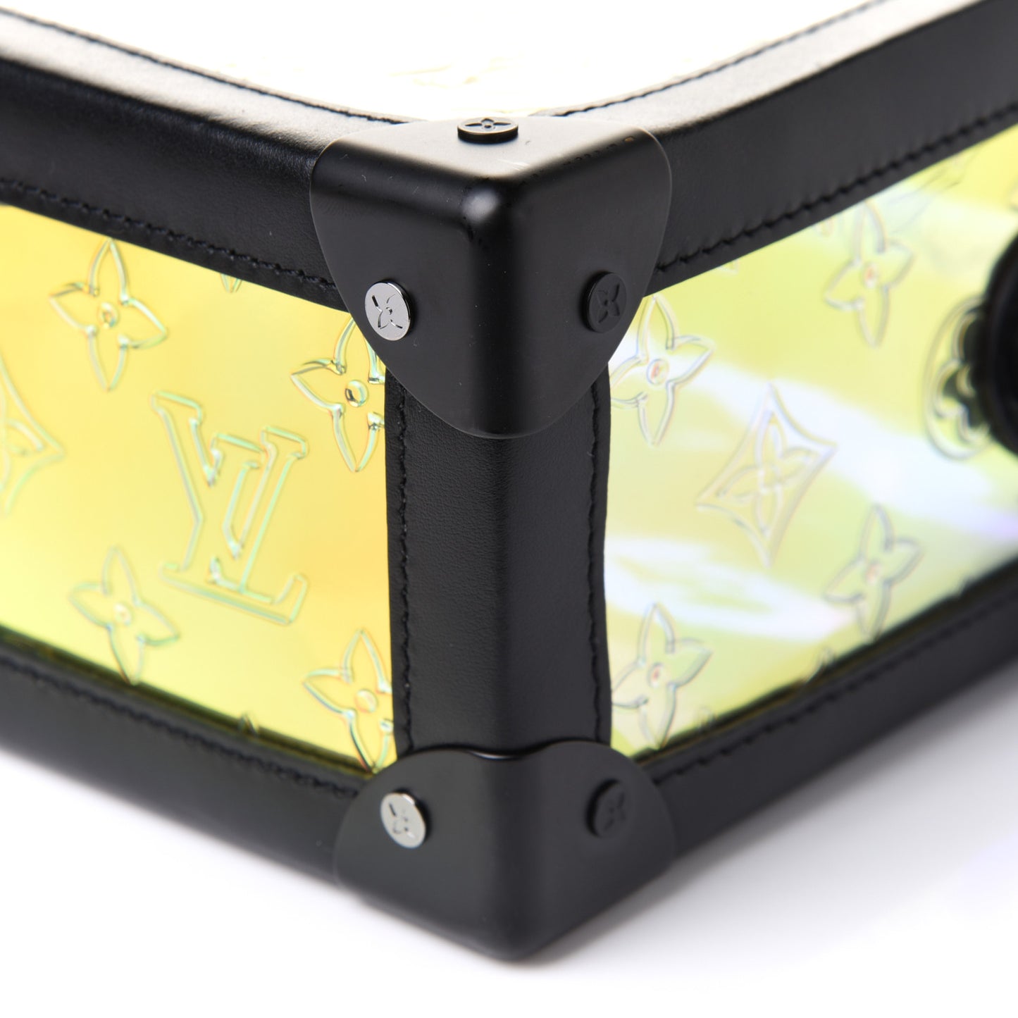 Calfskin PVC Monogram Solar Ray Soft Trunk Iridescent Prism Black