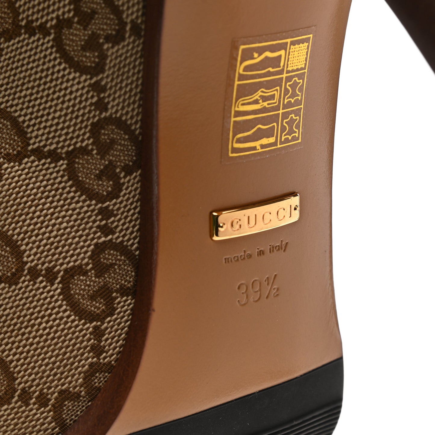 Monogram Lisa Mid Heel Boots 39.5 Beige Ebony
