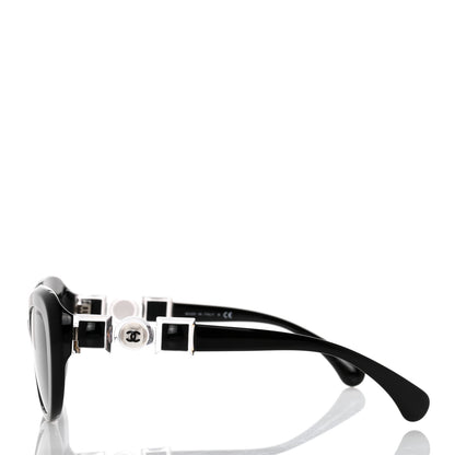 Chanel Acetate Glass Pearls Cat Eye Sunglasses 5443-H-A Black 3 of 8