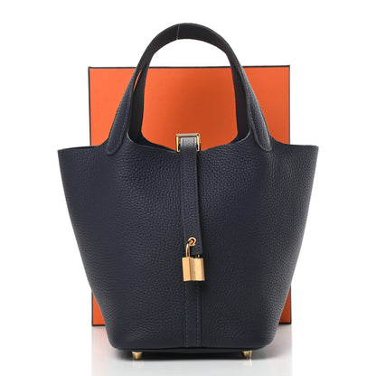 Hermes Taurillon Clemence Picotin Lock 18 PM Bleu Nuit 11 of 11