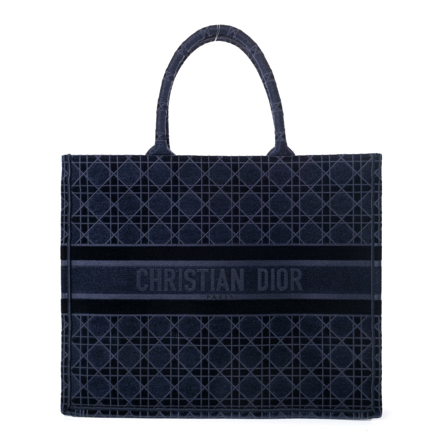 Velvet Cannage Large Book Tote Navy Blue