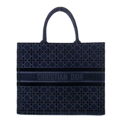 Christian Dior Velvet Cannage Large Book Tote Navy Blue 1 of 4