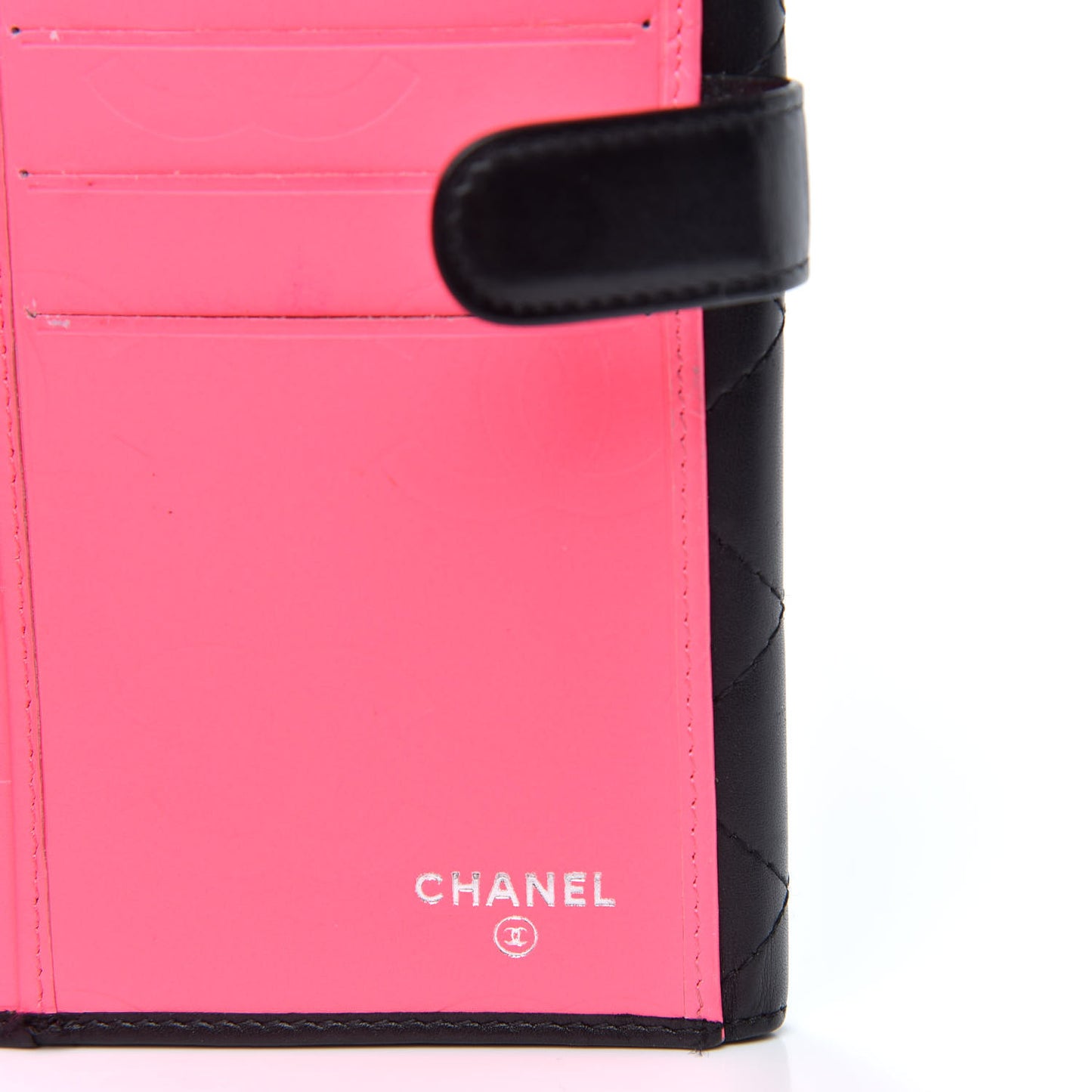 Calfskin Quilted Cambon Long Double Wallet Black