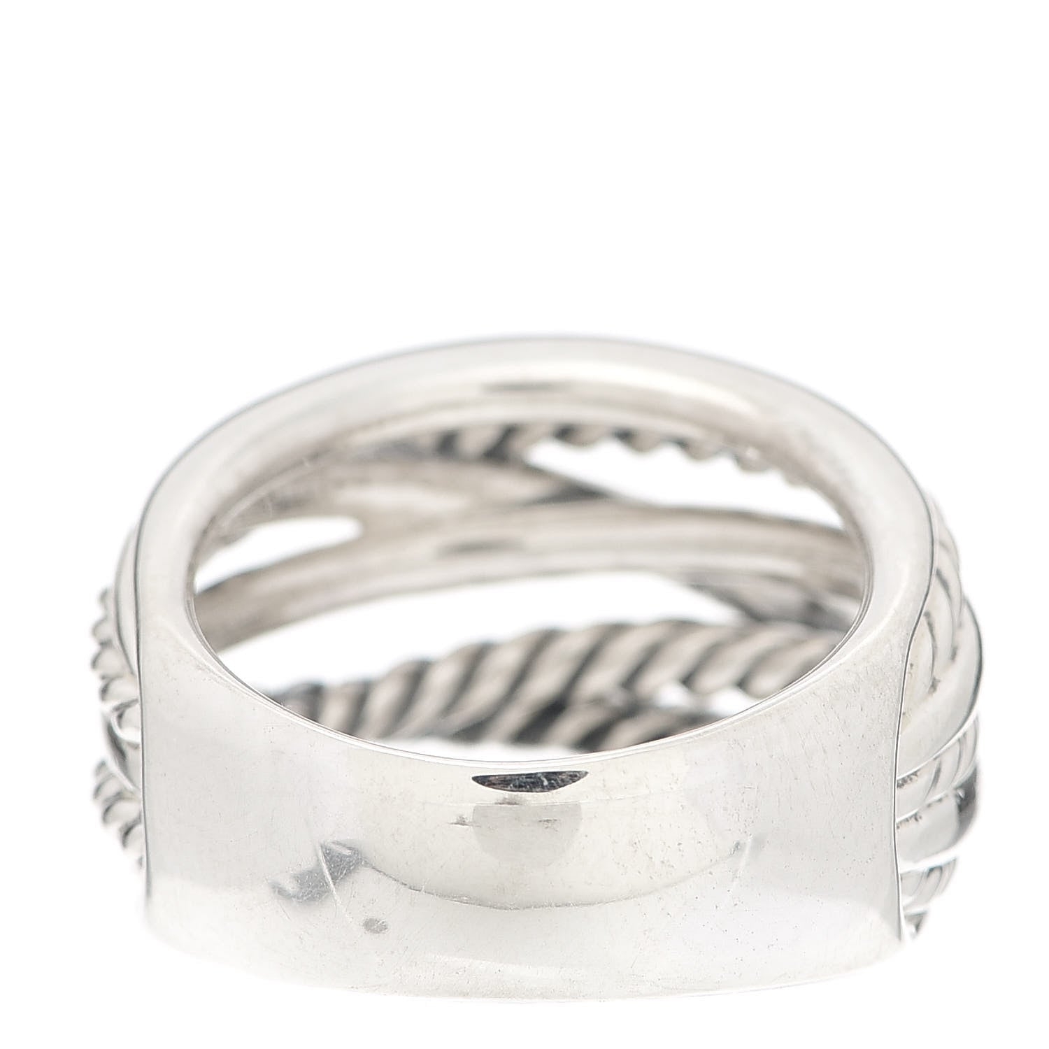 David Yurman Sterling Silver 18mm Wide Crossover Cable Ring 60 9 3 of 4