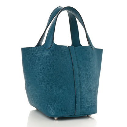 Hermes Taurillon Clemence Picotin Lock 18 PM Vert Bosphore 3 of 8