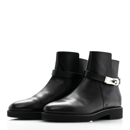 Hermes Heritage Calfskin Follow Ankle Boots 38 Black 4 of 12