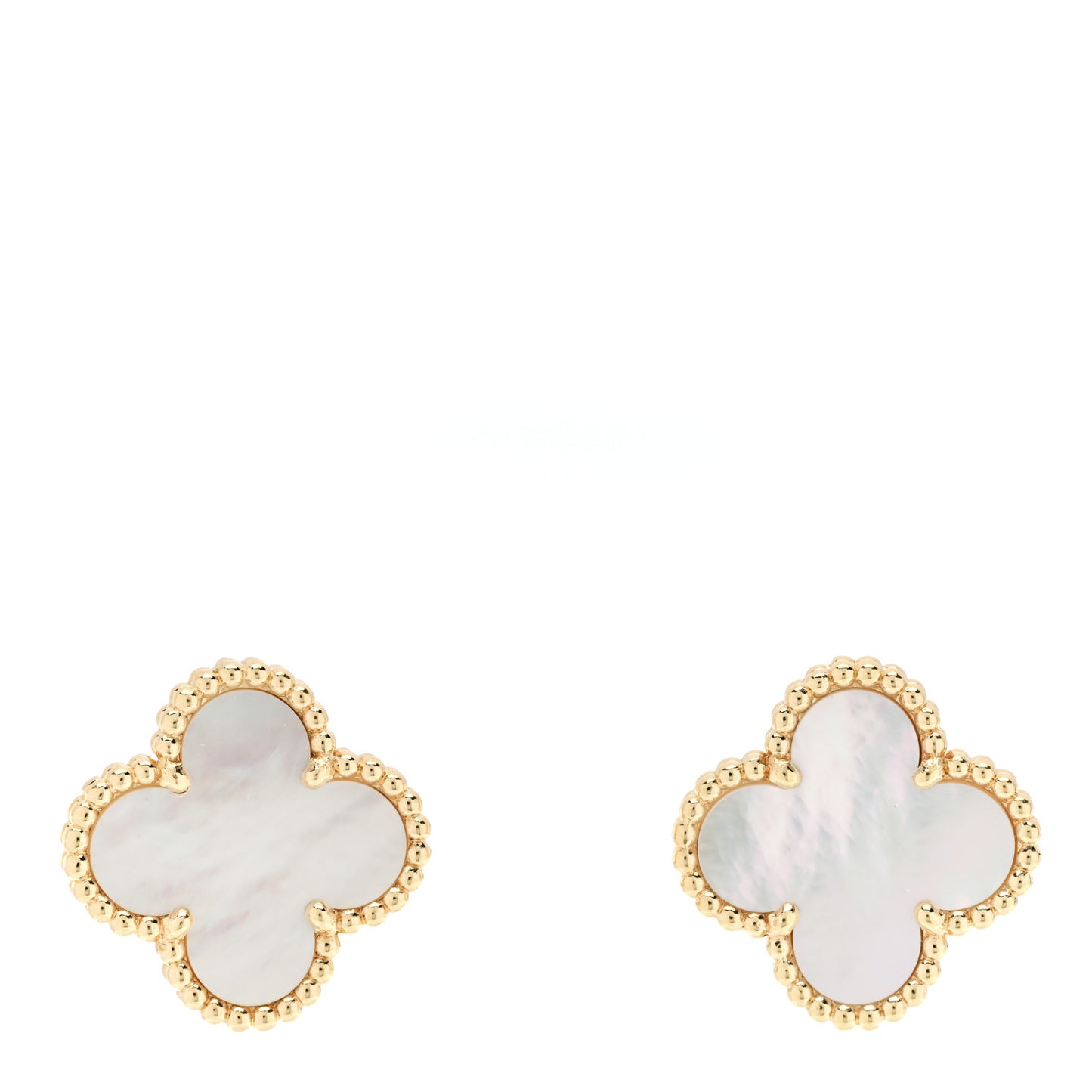 18K Yellow Gold Mother of Pearl Vintage Alhambra Earrings