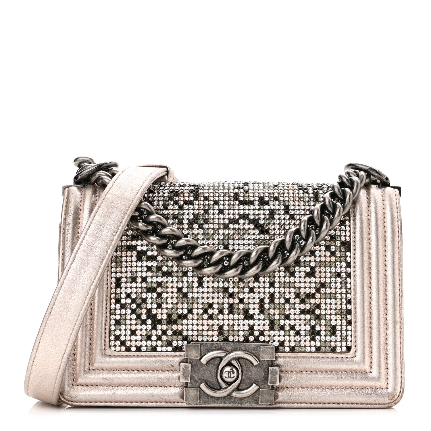 Chanel Metallic Lambskin Strass Small Boy By Night Flap Pink 1 of 11