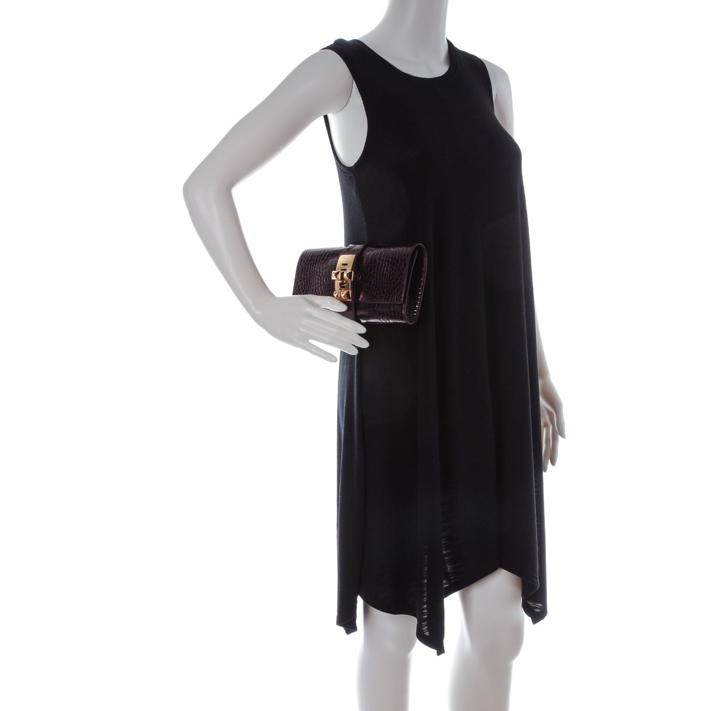 Shiny Alligator Medor Clutch 23 Bordeaux