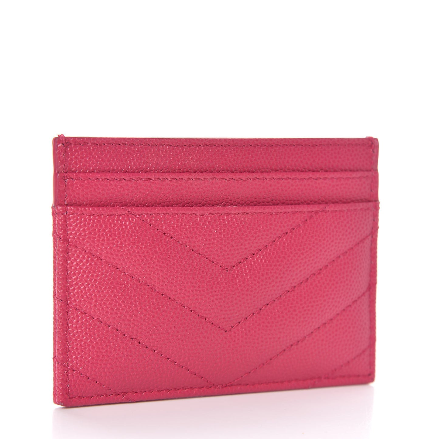 Grain De Poudre Matelasse Chevron Monogram Credit Card Case Fresh Fuxia