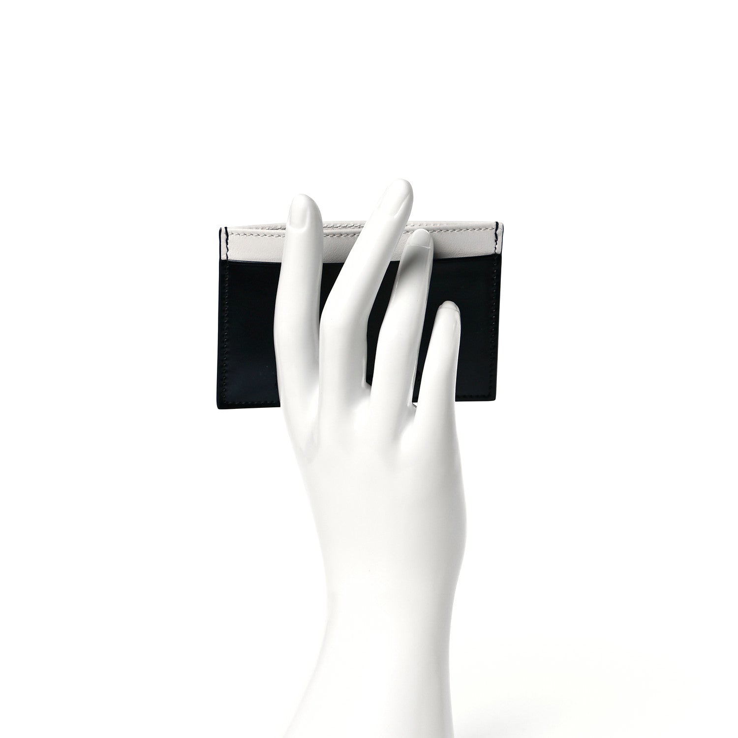 Prada Spazzolato City Calfskin Card Case Black White 6 of 7