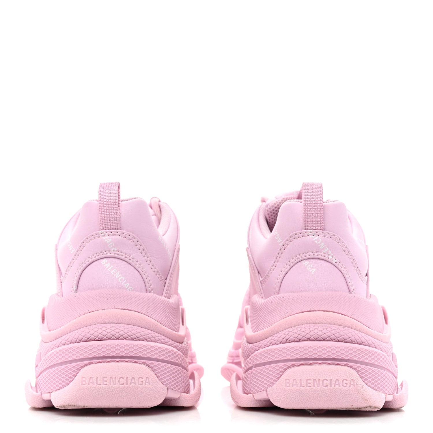 Balenciaga Technical Fabric Mesh Allover Logo Womens Triple S Sneakers 38 Pink White 4 of 9