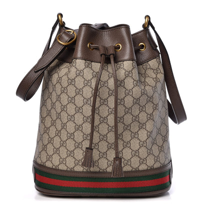Gucci GG Supreme Monogram Web Ophidia Bucket Bag Brown 1 of 9