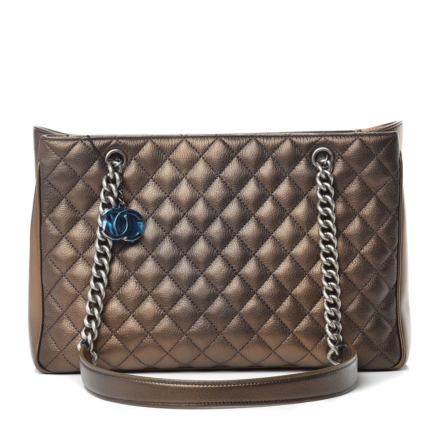 Chanel Metallic Grained Calfskin Quilted Shopping Tote Dark Gold 1 of 14
